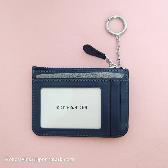 COACH Mini Skinny ID Card Case in Denim Signature- Deep Blue multi color ⭐ - Picture 10 of 16